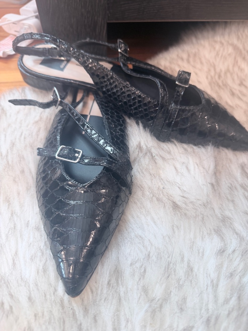Dolce Vita Palma Midnight Slingback Flats with Croc Finish Sz 7.5 ret $130